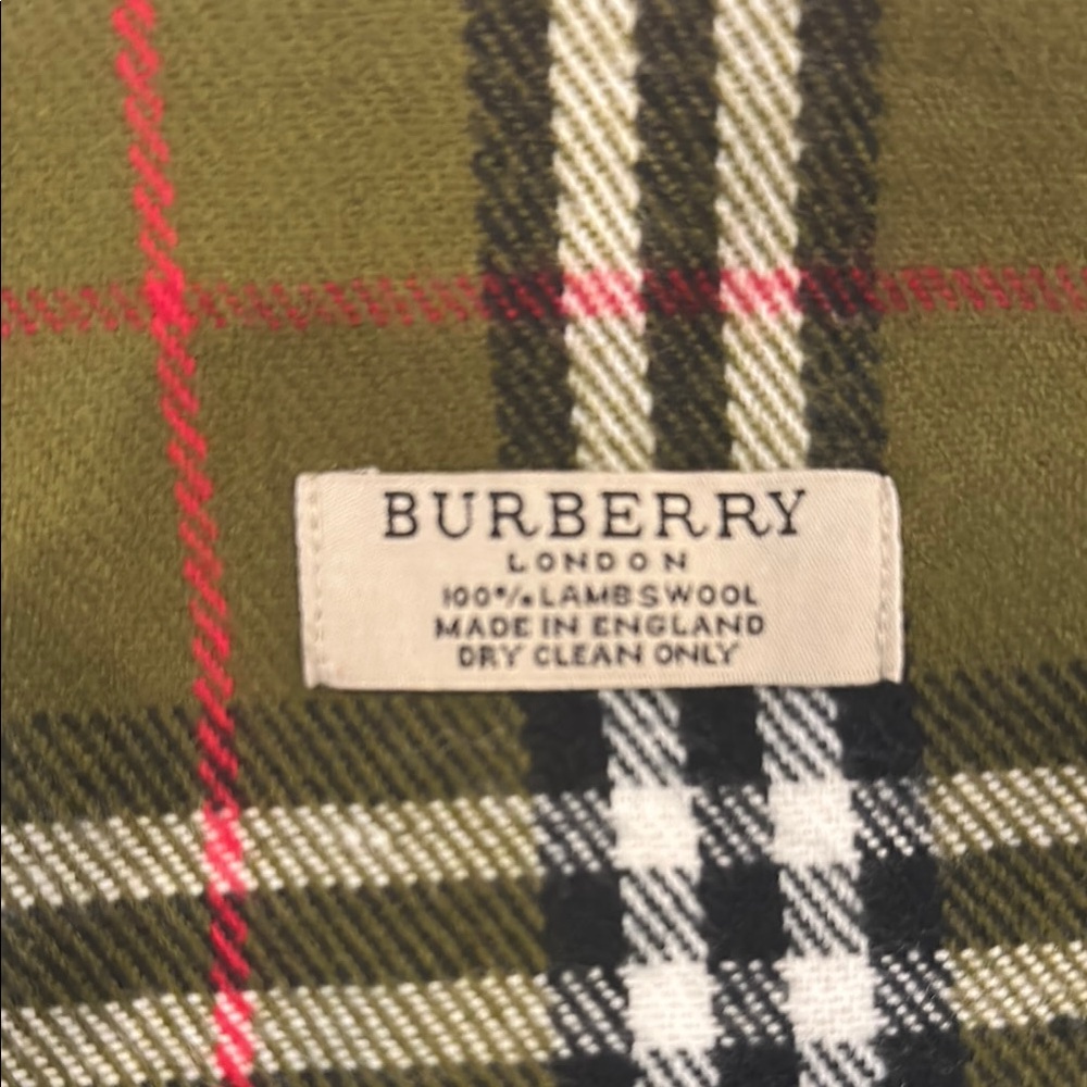 Burberry Olive and Red Checkered Scarf- New ( no tags) - Picture 2 of 3